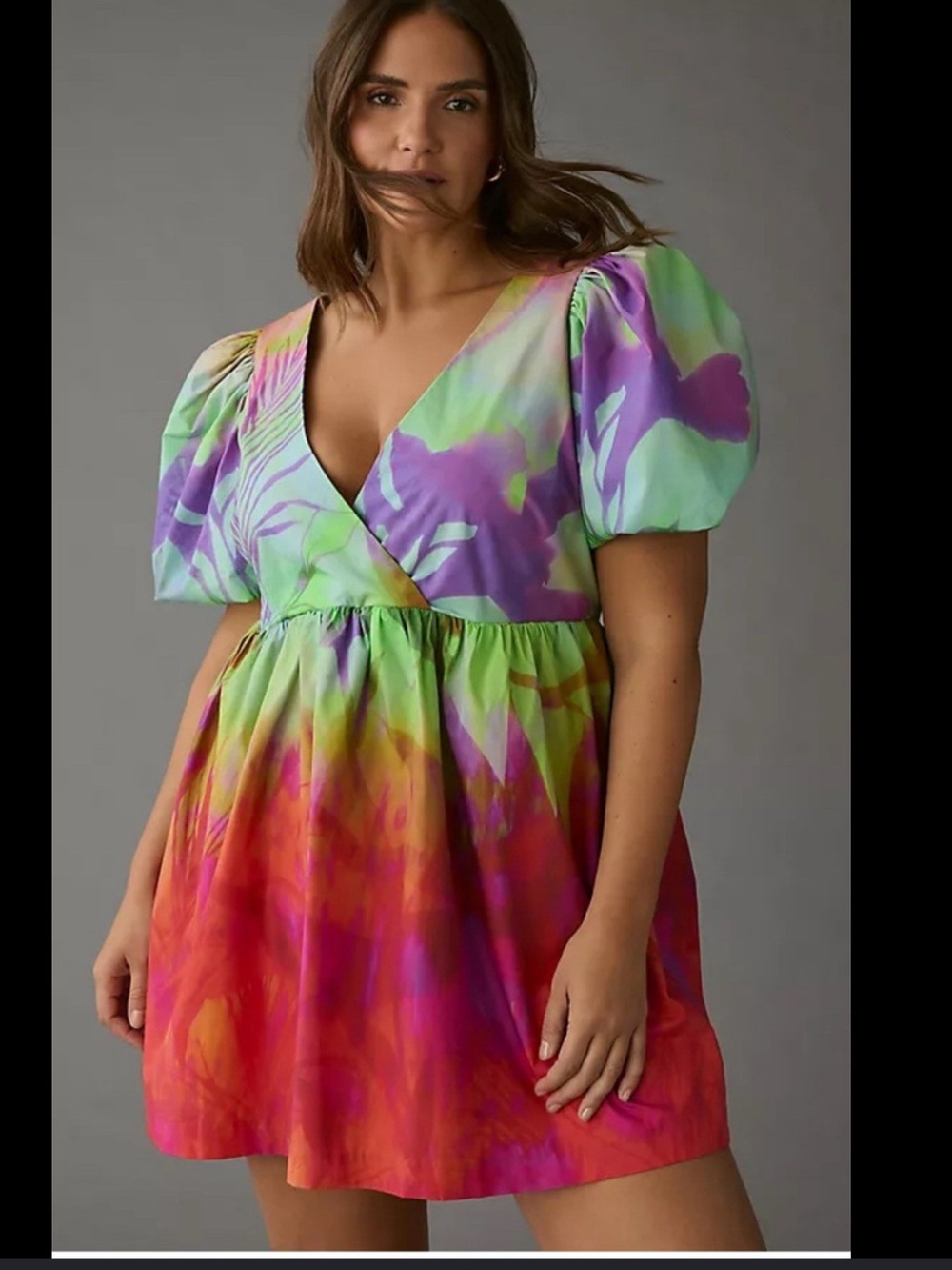 Anthropologie Plenty Tracy Reese Surplice Dress Green Puff Sleeve Vacay 3x Plus
